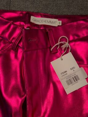 Grace + Emma High-Rise Straight Leg Pants in Fuchsia